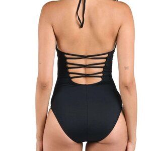 La Blanca Island Goddess Lingerie One-Piece Swimsuit Black 8 NWT MSRP $103